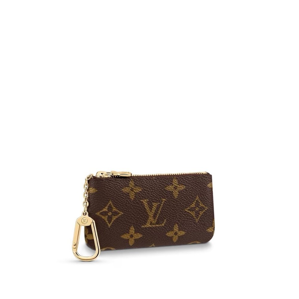 Louis Vuitton Brown Monogram Key Pouch with Gold Hardware